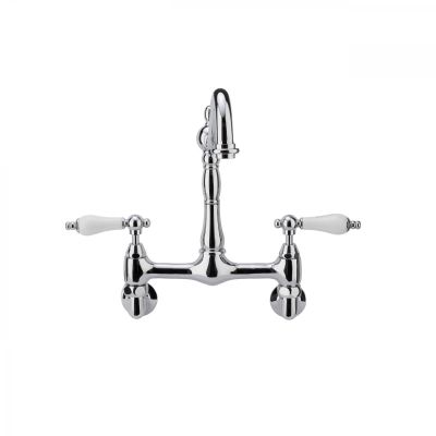 Florian Wall Mount Kitchen Faucet - Porcelain Lever Handles