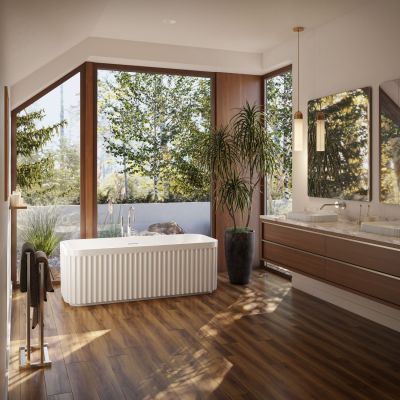 Esme Acrylic Fluted Double Ended Freestanding Tub