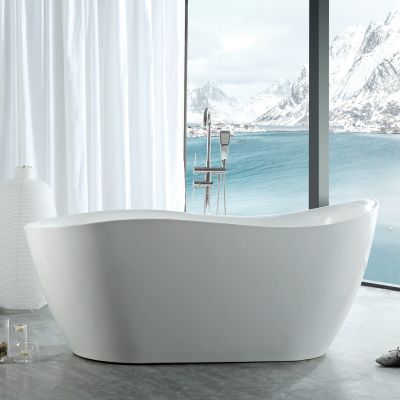 Canaan 67 Inch Acrylic Contemporary Double Ended Tub - No Faucet Drillings