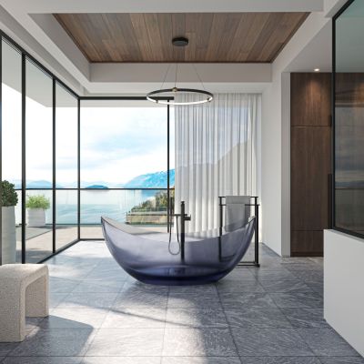 KAI 71 INCH TRANSPARENT RESIN FREESTANDING TUB