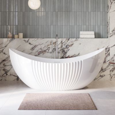 Cassian 71 Inch Acrylic Partial Fluted Double Slipper Freestanding Tub