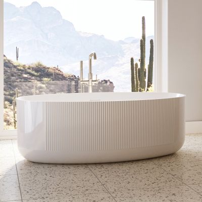 Thorne 67 Inch Acrylic Partial Fluted Double Ended Freestanding Tub