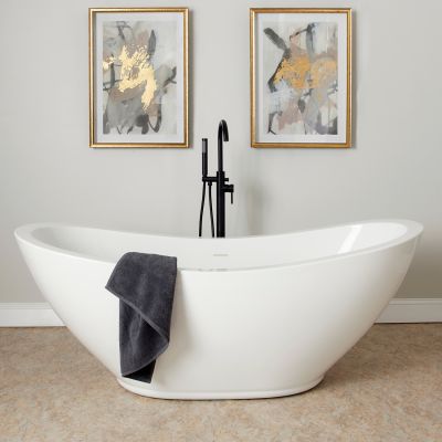Placid II 69 Inch Acrylic Double Slipper Freestanding Tub - No Faucet Drillings