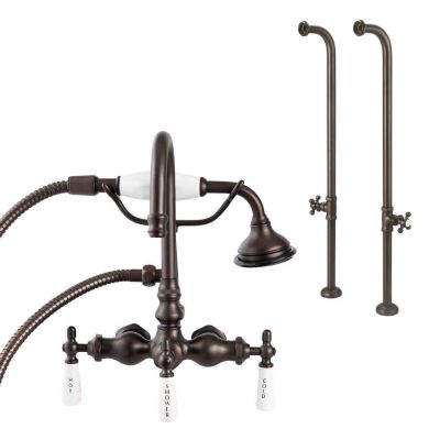 Freestanding Gooseneck Tub Faucet Set with Handshower