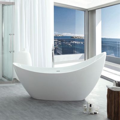 Nerida 73 Inch Acrylic Contemporary Double Slipper Tub - No Faucet Drilling