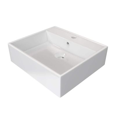 21 Inch Square Wall Mount Bathroom Sink - White 