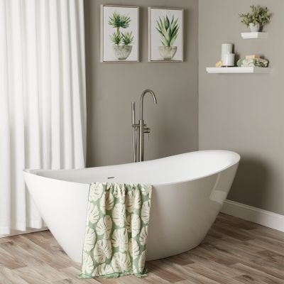 SUNRISE 71 INCH ACRYLIC CONTEMPORARY DOUBLE SLIPPER TUB -  NO FAUCET DRILLING 